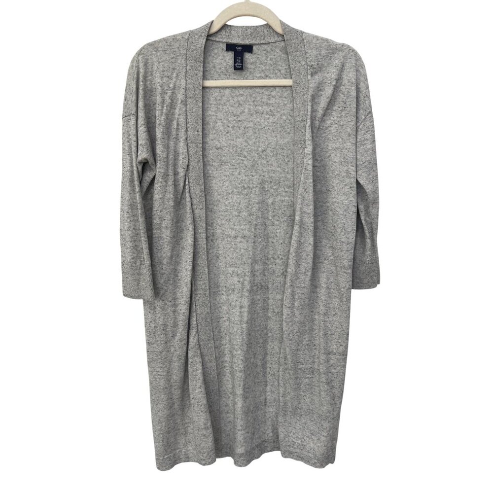 GAP Open Front Cardigan Duster Size XS 3/4 Sleeve Heather Gray Layers Knitwear